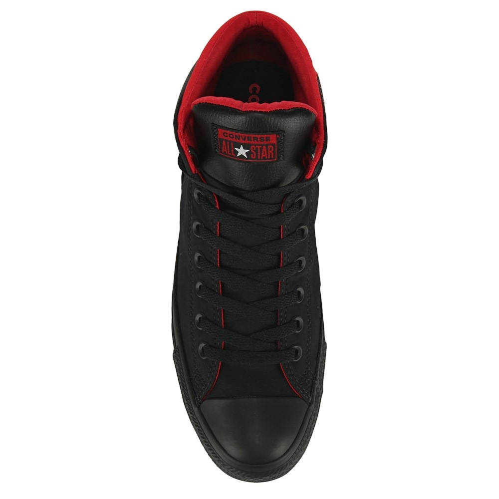 Converse all star high tops black and red best sale